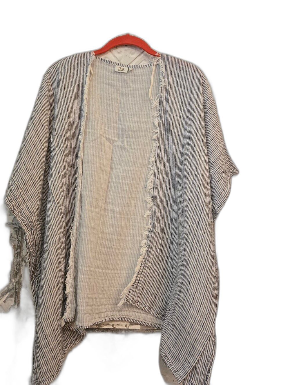 Urban Outfitters True Craft Lightweight Striped Open Front Kimono - Blue & White
